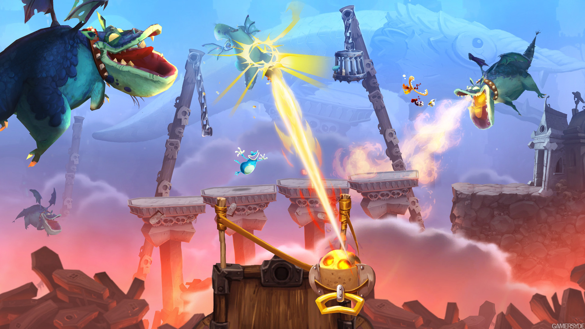 Rayman Legends Wii U Exclusivity Announced. Sequel to Rayman Origins Debut  Gameplay Video (Ubisoft E3 2012 Conference). Absolutely Beautiful 2D  Side-Scroller Uses GamePad Tablet Plus Wii U Pro Controller Together.  Supports 5